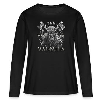 Cadeau de bravoure nordique pour les amoureux Viking - T-shirt manches longues Premium bio Femme - noir - Devant - Julia (174cm)