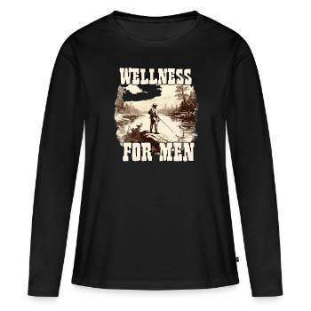 Wellness for Men Angler T-shirt Homme Pêcheur - T-shirt manches longues Premium bio Femme - noir - Devant - Julia (174cm)