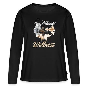 Männer Wellness Angler Geschenk Angler Herren - Frauen Premium Bio Langarmshirt - Schwarz - Vorne - Julia (174cm)