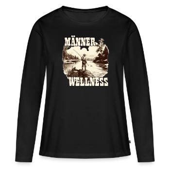 Vintage Angler Herren T-Shirt für Sportangler - Frauen Premium Bio Langarmshirt - Schwarz - Vorne - Julia (174cm)