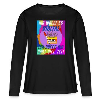 Cassette, vous voulez qu’elle soit numérique. - T-shirt manches longues Premium bio Femme - noir - Devant - Julia (174cm)