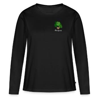 Monstera Flora jardinier de plantes d’intérieur - T-shirt manches longues Premium bio Femme - noir - Devant - Julia (174cm)