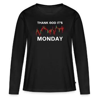 Dieu merci, c’est le jour du graphique boursier du lundi Marché boursier - T-shirt manches longues Premium bio Femme - noir - Devant - Julia (174cm)