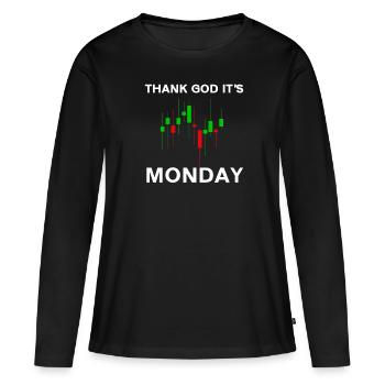 Dieu merci, c’est le jour du graphique boursier du lundi Marché boursier - T-shirt manches longues Premium bio Femme - noir - Devant - Julia (174cm)