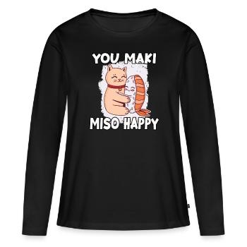 Funny Sushi Fan Sushi Lover Kawaii Nigiri - Women's Premium Organic Long Sleeve Shirt - black - Front - Julia (174cm)