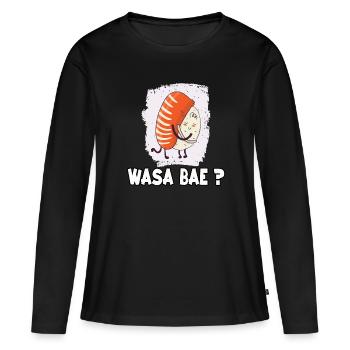 Kawaii Japan sushi motif nigiri fan sushi - Women's Premium Organic Long Sleeve Shirt - black - Front - Julia (174cm)