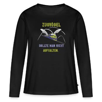 Oiseaux migrateurs, voyages, vacances toujours en mouvement - T-shirt manches longues Premium bio Femme - noir - Devant - Julia (174cm)