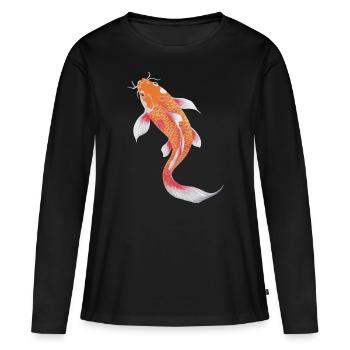 Koi Poisson Carpe Japon Chine Poisson - T-shirt manches longues Premium bio Femme - noir - Devant - Julia (174cm)