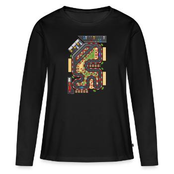 Paysage routier Circulation routière Autoroute Voiture - T-shirt manches longues Premium bio Femme - noir - Devant - Julia (174cm)