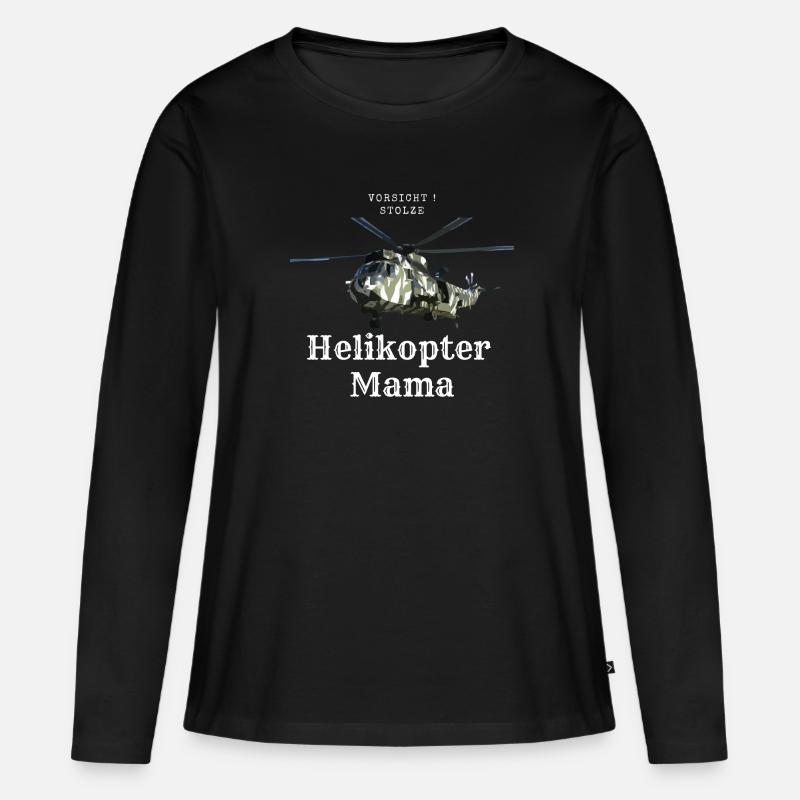 Stolze Helikoptermama - Frauen Premium Bio Langarmshirt - Schwarz