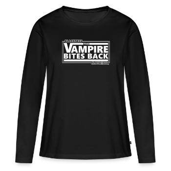 THE VAMPIRE BITES BACK - Gothic Nerd Comic Funny - Women's Premium Organic Long Sleeve Shirt - black - Front - Julia (174cm)