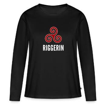 "Riggerin '- textiles sombres - T-shirt manches longues Premium bio Femme - noir - Devant - Julia (174cm)