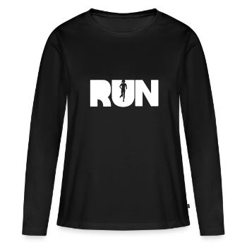 RUN - T-shirt manches longues Premium bio Femme - noir - Devant - Julia (174cm)