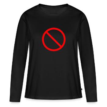 Panneau d'interdiction interdit - T-shirt manches longues Premium bio Femme - noir - Devant - Julia (174cm)