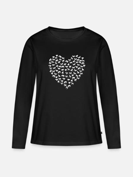 Herz aus Pferde - Herz für Pferde - Frauen Premium Bio Langarmshirt - Schwarz
