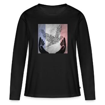 Frieden - Frauen Premium Bio Langarmshirt - Schwarz - Vorne - Julia (174cm)