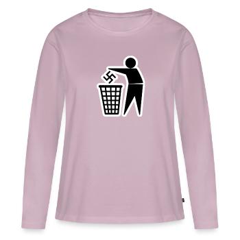 Nazis in the bin - Women's Premium Organic Long Sleeve Shirt - dusky pink - Front - Julia (174cm)