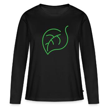 Simple Leaf - Design moderne - T-shirt manches longues Premium bio Femme - noir - Devant - Julia (174cm)