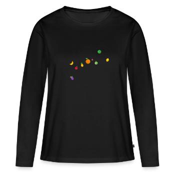 Früchte sind los - Frauen Premium Bio Langarmshirt - Schwarz - Vorne - Julia (174cm)