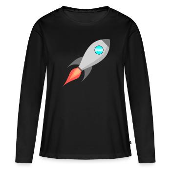 Roquette Spatiale Rocket Raumfahrt - T-shirt manches longues Premium bio Femme - noir - Devant - Julia (174cm)