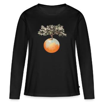 Terre - Pommier - T-shirt manches longues Premium bio Femme - noir - Devant - Julia (174cm)