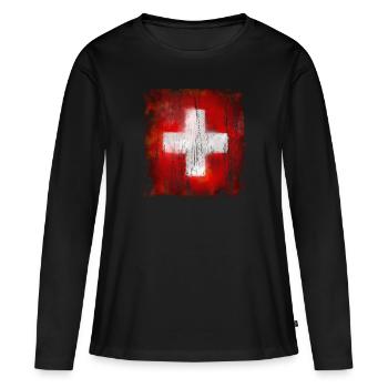 Suisse - Suisse - T-shirt manches longues Premium bio Femme - noir - Devant - Julia (174cm)
