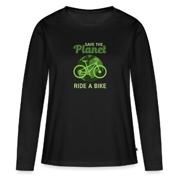 Fridays for future Greta pour la protection du climat. Bougez-vous - T-shirt manches longues Premium bio Femme - noir - Devant - Julia (174cm)