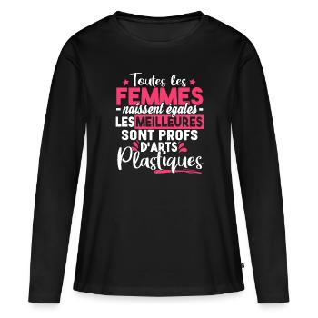 Arts Plastiques Dessin Prof Professeur Métier - T-shirt manches longues Premium bio Femme - noir - Devant - Julia (174cm)