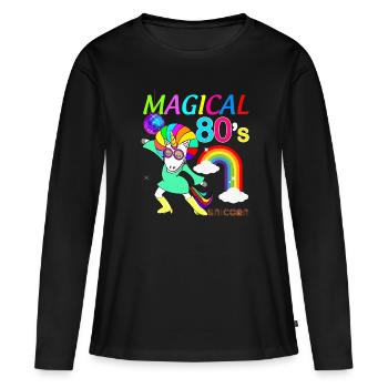 Unicorn Stylish Afro Afro 80s - Women's Premium Organic Long Sleeve Shirt - black - Front - Julia (174cm)