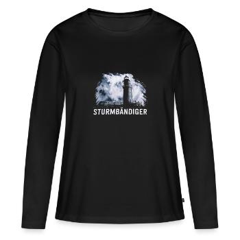 Sturmbändiger Leuchtturm Norddeutschlands Mystik - Frauen Premium Bio Langarmshirt - Schwarz - Vorne - Julia (174cm)