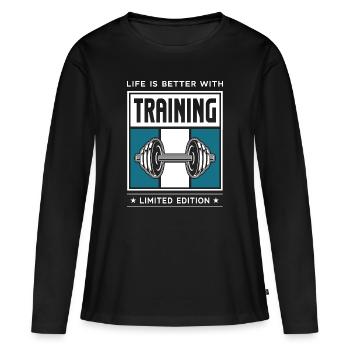Formation - T-shirt manches longues Premium bio Femme - noir - Devant - Julia (174cm)