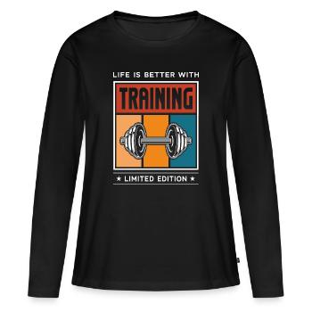 Formation - T-shirt manches longues Premium bio Femme - noir - Devant - Julia (174cm)