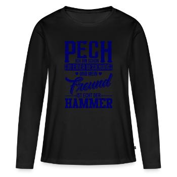 Freundin Partnerin Freund Beziehung Vergeben - Frauen Premium Bio Langarmshirt - Schwarz - Vorne - Julia (174cm)