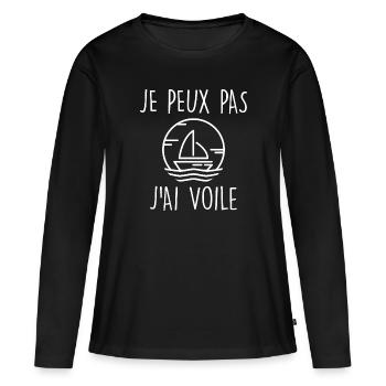 Je peux pas j'ai voile - T-shirt manches longues Premium bio Femme - noir - Devant - Julia (174cm)