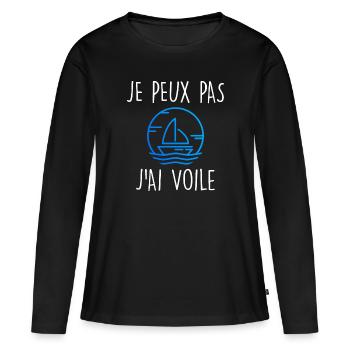 Je peux pas j'ai voile - T-shirt manches longues Premium bio Femme - noir - Devant - Julia (174cm)