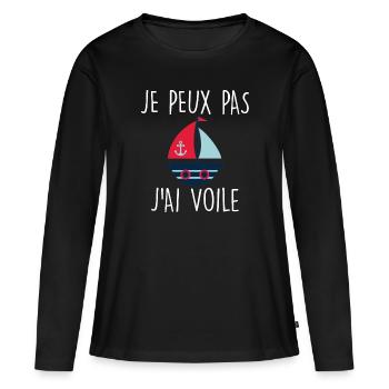 Je peux pas j'ai voile - T-shirt manches longues Premium bio Femme - noir - Devant - Julia (174cm)