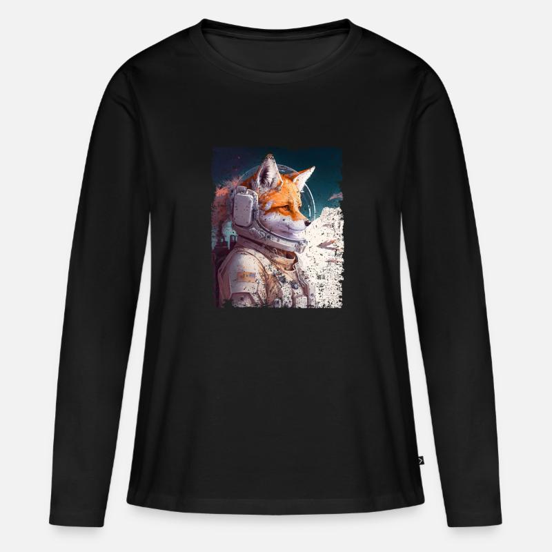 Renard de l’espace dans l’espace Combinaison spatiale - T-shirt manches longues Premium bio Femme - noir
