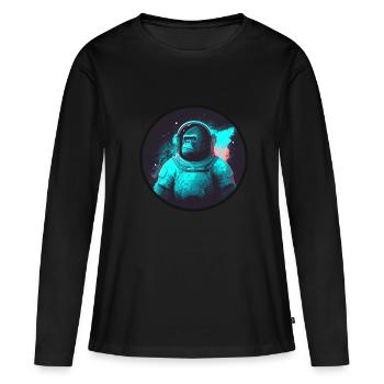 Singe en combinaison spatiale - T-shirt manches longues Premium bio Femme - noir - Devant - Julia (174cm)