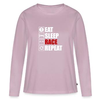 Courses de sport automobile - T-shirt manches longues Premium bio Femme - rose poudré - Devant - Julia (174cm)