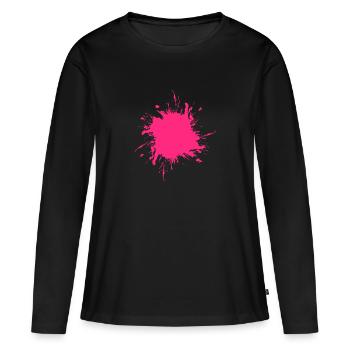 Tache couleur pulvérisé saletés rose sale rose - T-shirt manches longues Premium bio Femme - noir - Devant - Julia (174cm)