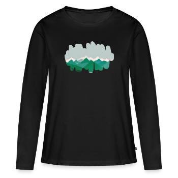 Montagnes forestières dans la brume matinale - T-shirt manches longues Premium bio Femme - noir - Devant - Julia (174cm)