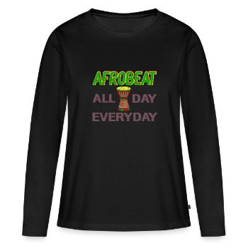 Afrobeat toute la journée, tous les jours - T-shirt manches longues Premium bio Femme - noir - Devant - Julia (174cm)