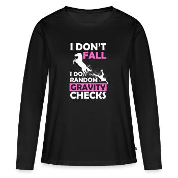Sports équestres Voûte équestre Saut d'obstacles - T-shirt manches longues Premium bio Femme - noir - Devant - Julia (174cm)
