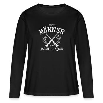 Echte Männer Jagen Ihr Essen - Jäger - Jagd - Fans - Frauen Premium Bio Langarmshirt - Schwarz - Vorne - Julia (174cm)