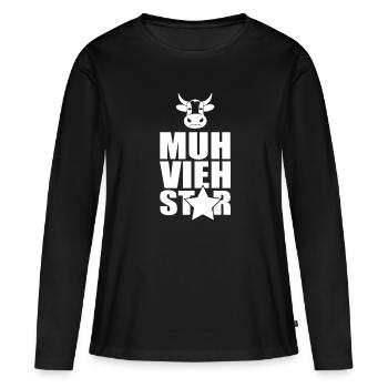 Muh Vieh Star Landwirt Filmstar Kuh Rinderwirt - Frauen Premium Bio Langarmshirt - Schwarz - Vorne - Julia (174cm)