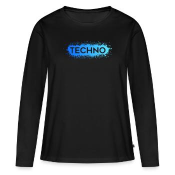 Techno Techno Bleu Splat - T-shirt manches longues Premium bio Femme - noir - Devant - Julia (174cm)