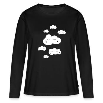 Petits nuages - T-shirt manches longues Premium bio Femme - noir - Devant - Julia (174cm)
