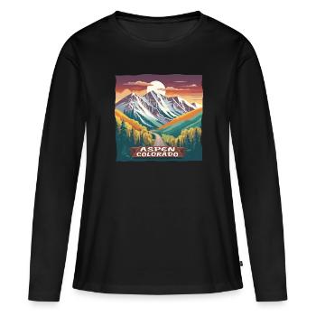Aspen Colorado Sports d’hiver Station de ski Ski - T-shirt manches longues Premium bio Femme - noir - Devant - Julia (174cm)