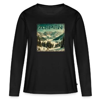 Aspen Ski Snowboard Escapade hivernale vintage - T-shirt manches longues Premium bio Femme - noir - Devant - Julia (174cm)