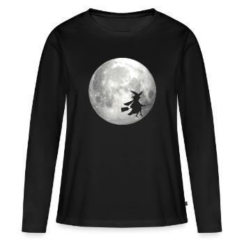Pleine lune avec sorcière - T-shirt manches longues Premium bio Femme - noir - Devant - Julia (174cm)